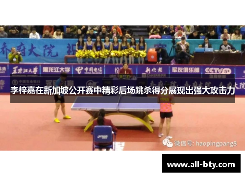 李梓嘉在新加坡公开赛中精彩后场跳杀得分展现出强大攻击力